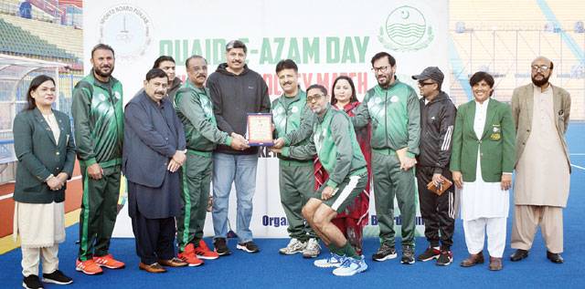 In an exhibition hockey game on Quaid Day, Olympians XI defeated Pak Greens XI.