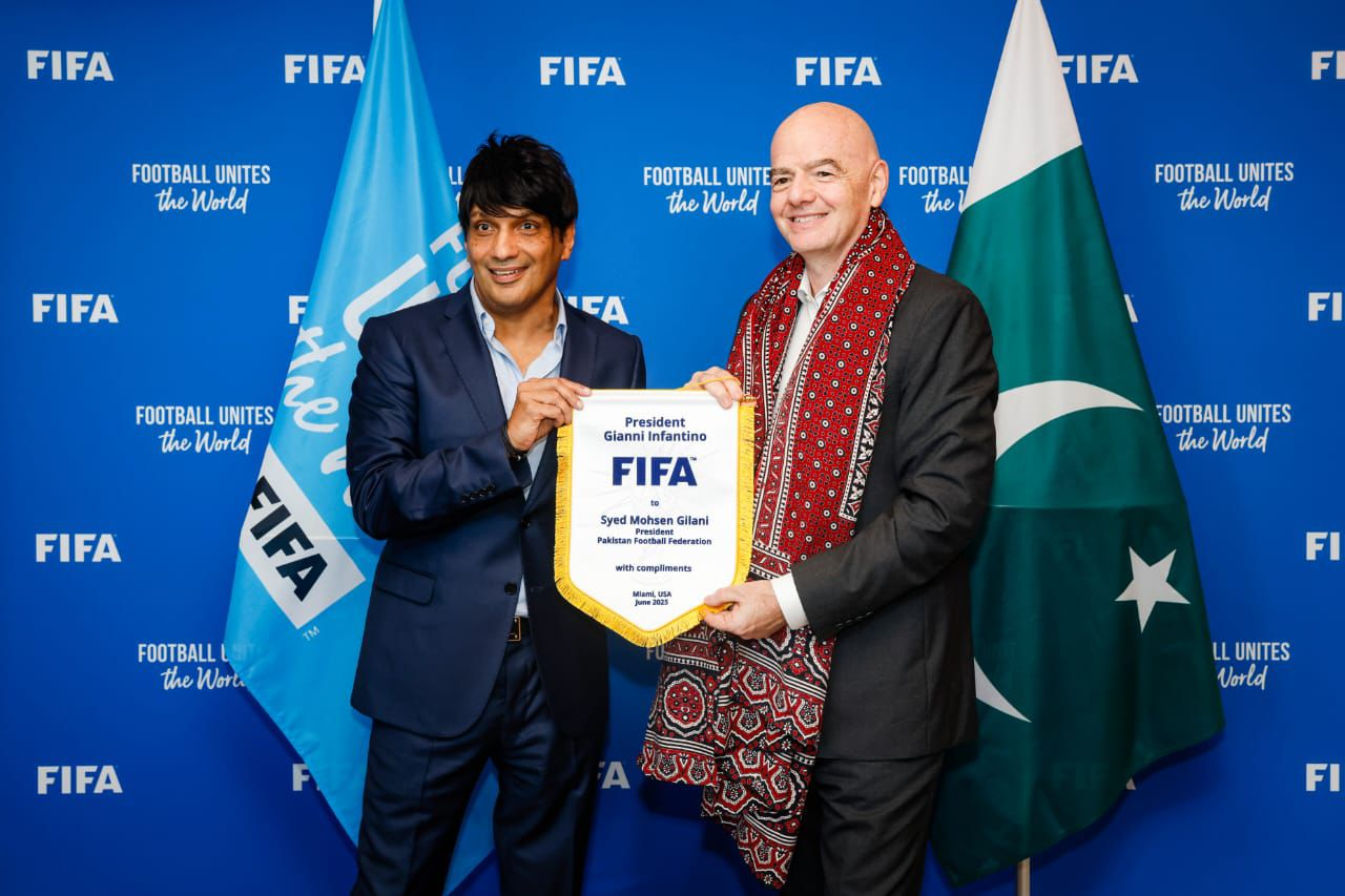 FIFA President Gianni Infantino meets PFF President Syed Mohsen Gilani in Miami