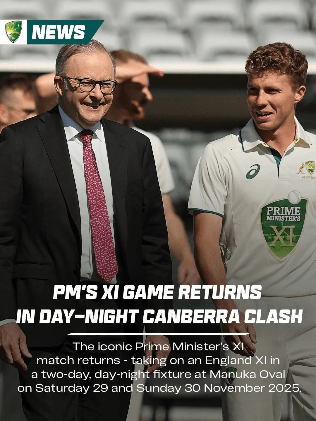 PM’s XI to face England XI in a two-day pink ball match