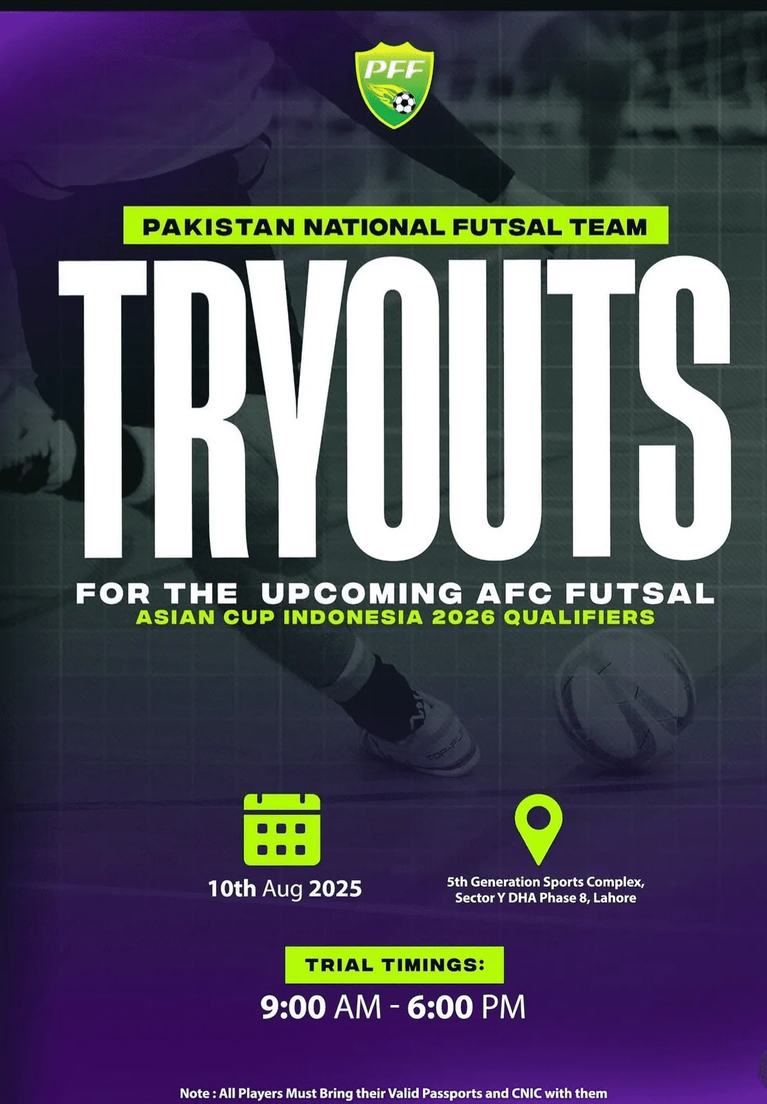 PFF to hold first ever-national futsal team tryouts ahead of AFC Futsal Asian Cup Qualifiers